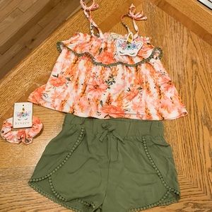 3 piece girls summer short set